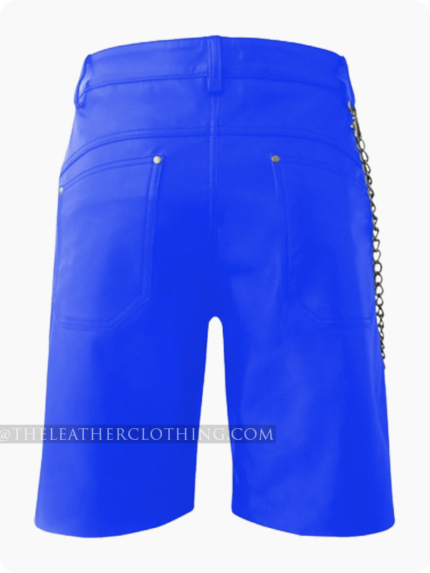 Custom Made Alternative Jean Blue Leather Shorts