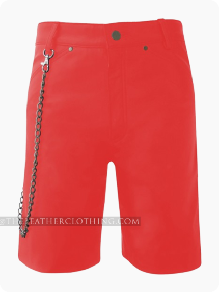 Custom Made Alternative Jean Red Leather Shorts