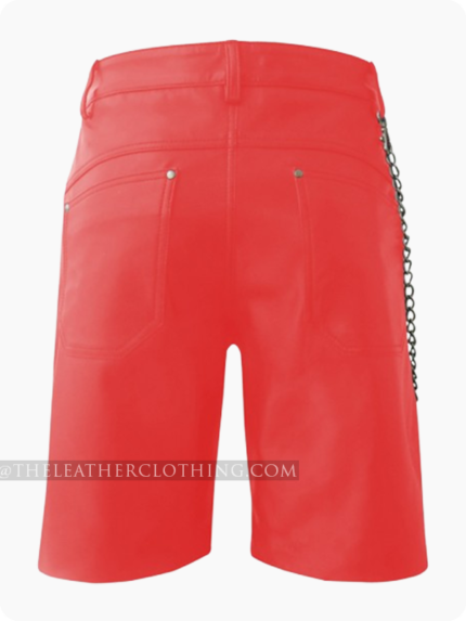 Custom Made Alternative Jean Red Leather Shorts