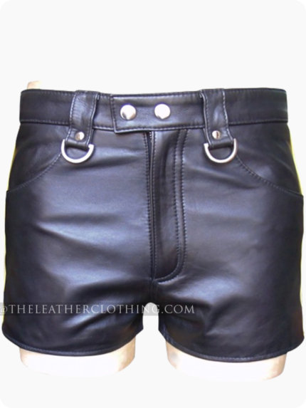 Custom Made Black Hot Leather Shorts With Yellow Color Stripe