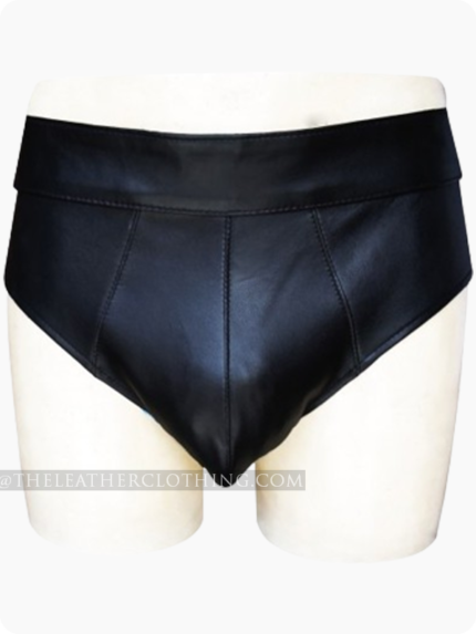 Custom Made Black Leather Lace Up Brief Back Lacing