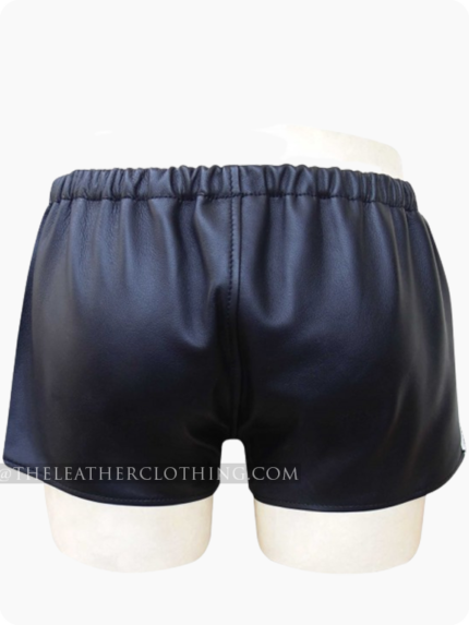 Custom Made Black Leather Shorts With White Color Stripes