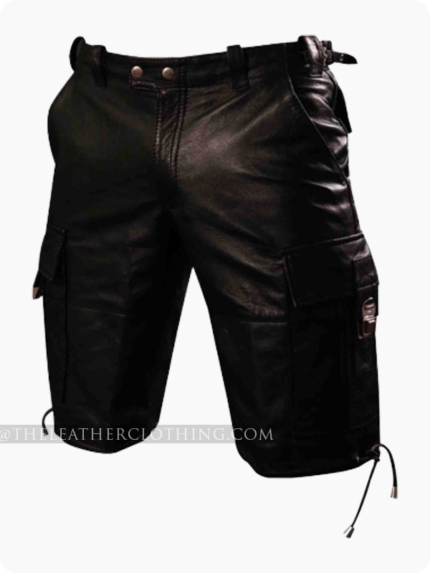 Custom Made Black leather Combat Shorts