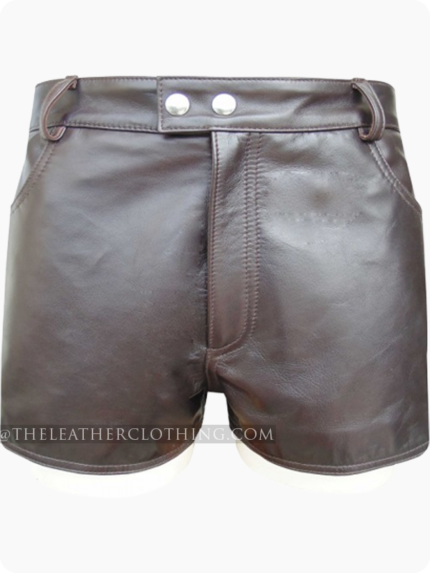 Custom Made Brown Leather Short With Two Pockets