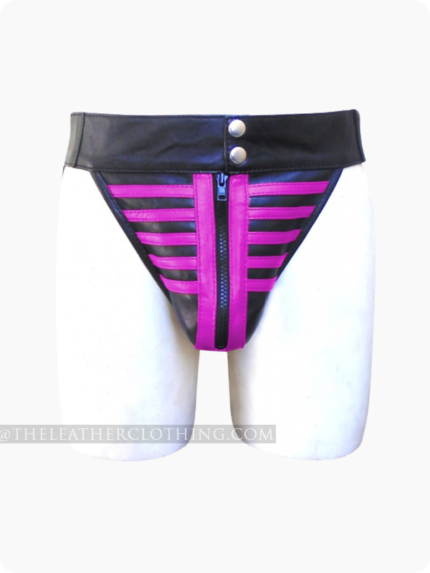 Custom Made Leather Jock Strap Skeleton Style With Pink Stripe