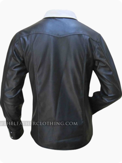 Custom Made Leather Shirt With Color Front Packet