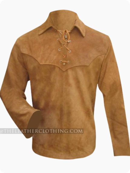 Custom Made Suede Leather Shirt With Front Lace