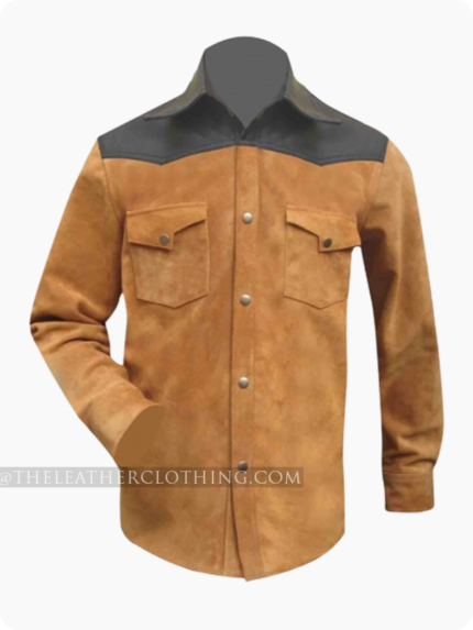 Custom Made Suede Leather Shirt With Upper Sheep Leather