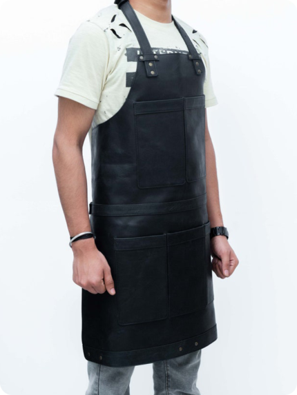 Hand Made Black Butcher Leather Apron