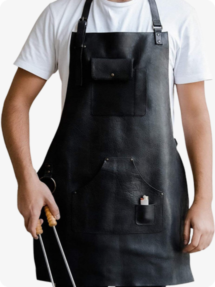 Hand Made Black Cooking Leather Apron