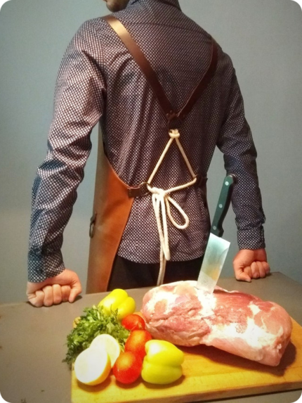 Hand Made Brown & Black Butcher Leather Apron