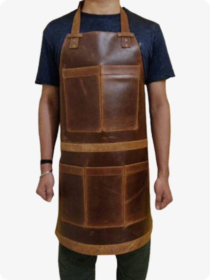 Hand Made Dark Brown Barber Leather Apron